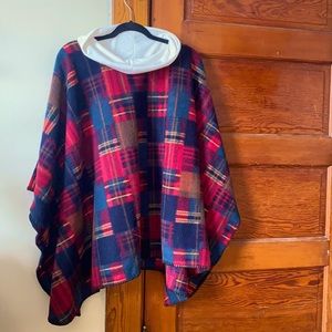 Homemade Thermal Plaid Fleece Poncho Size Small/Medium